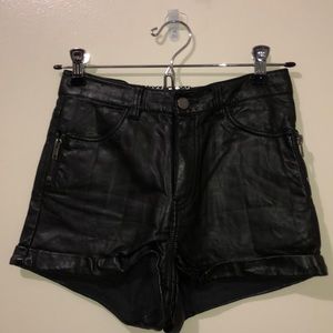Faux leather high waisted shorts